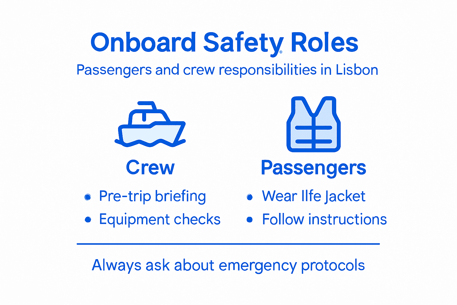 Infographic displays safety roles on Lisbon boats