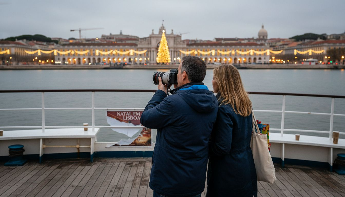 Tagus ferry overlooking Lisbon’s Christmas coast