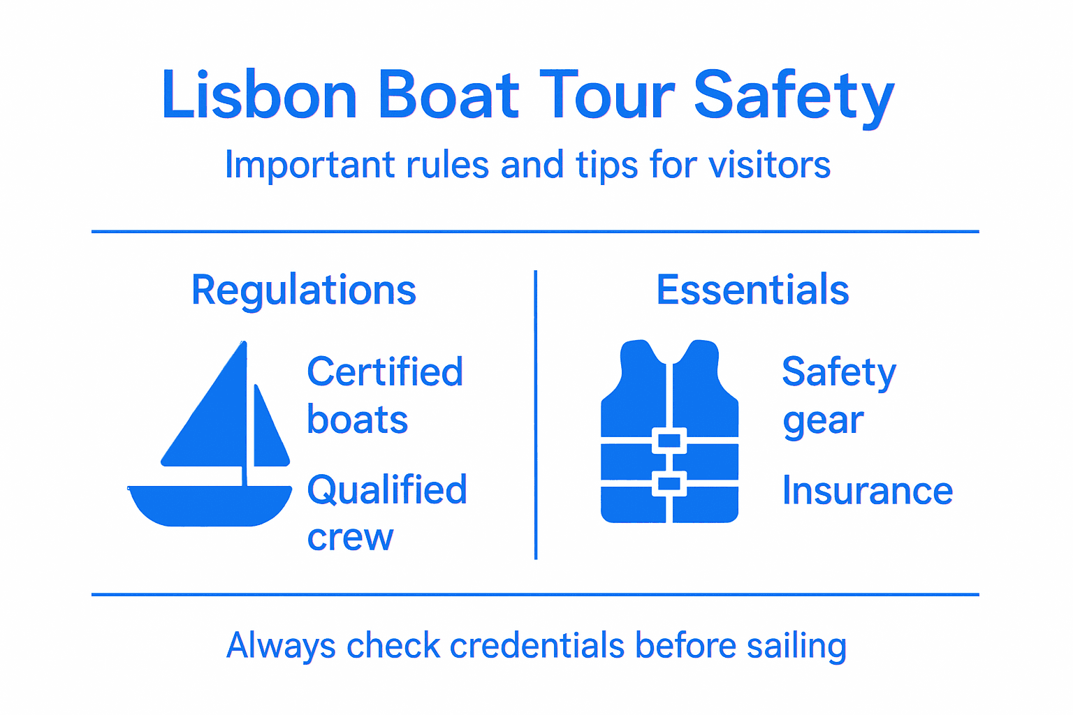 Infographic listing Lisbon boat tour safety essentials