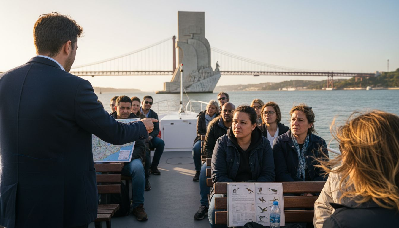 Guide showing landmarks from Lisbon boat