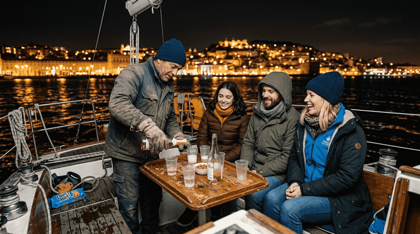 Tourists enjoy December sailing on Lisbon waterfront