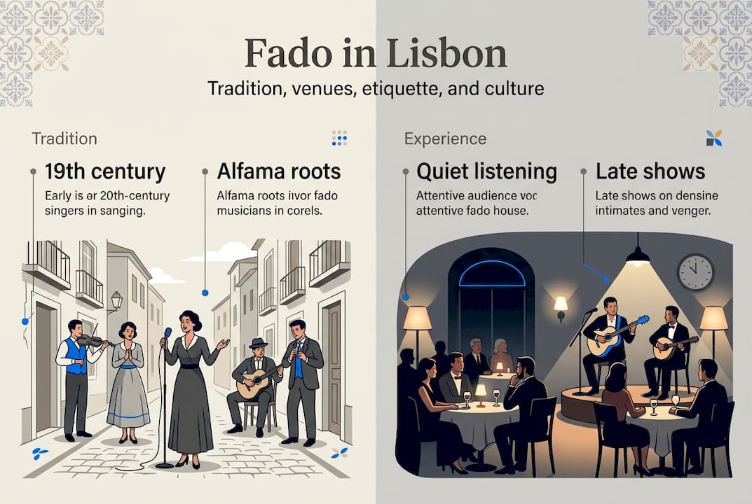 Fado music experience infographic for Lisbon