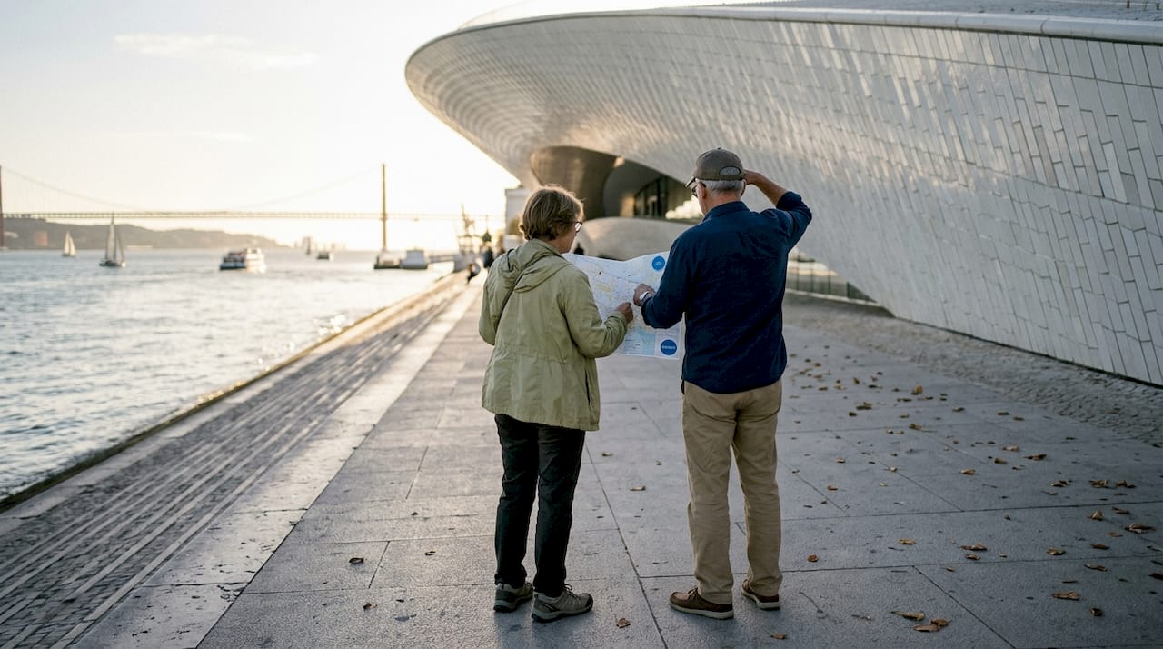 Visitors viewing MAAT from river walk