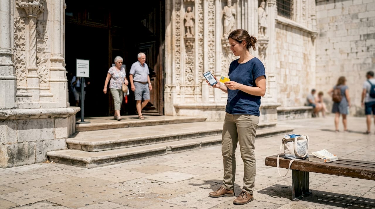 Visitor using Lisboa Card at Jerónimos Monastery