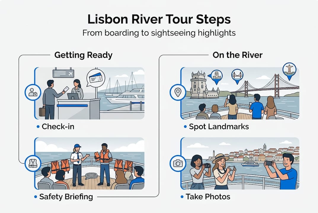 Infographic route of Lisbon river tour experience