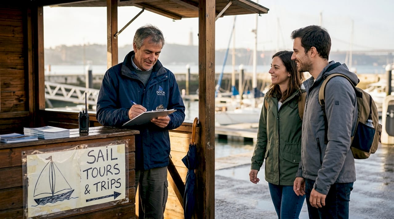 Guests checking in at Lisbon tour dock
