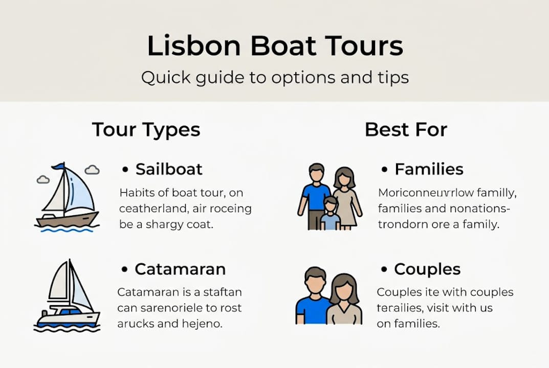 Infographic showing main Lisbon boat tour types