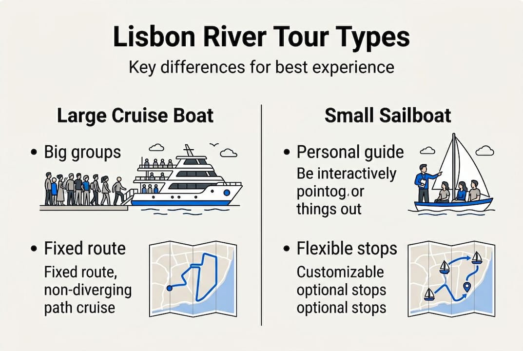 Infographic comparing Lisbon river tour types