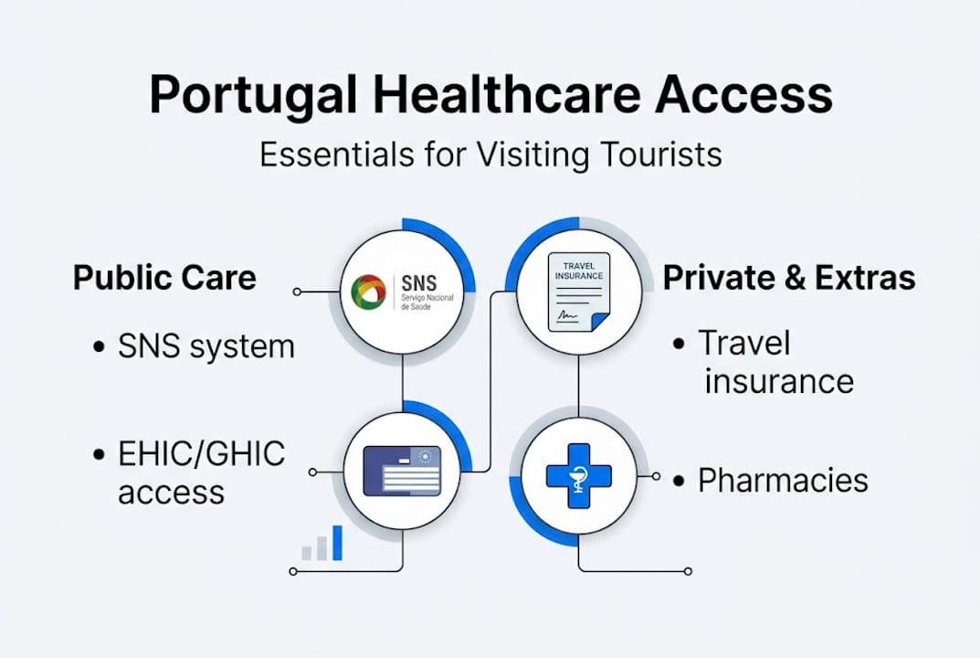 Infographic on healthcare access for Portugal tourists