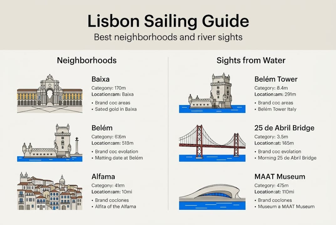 Infographic showing Lisbon sailing neighborhoods and sights