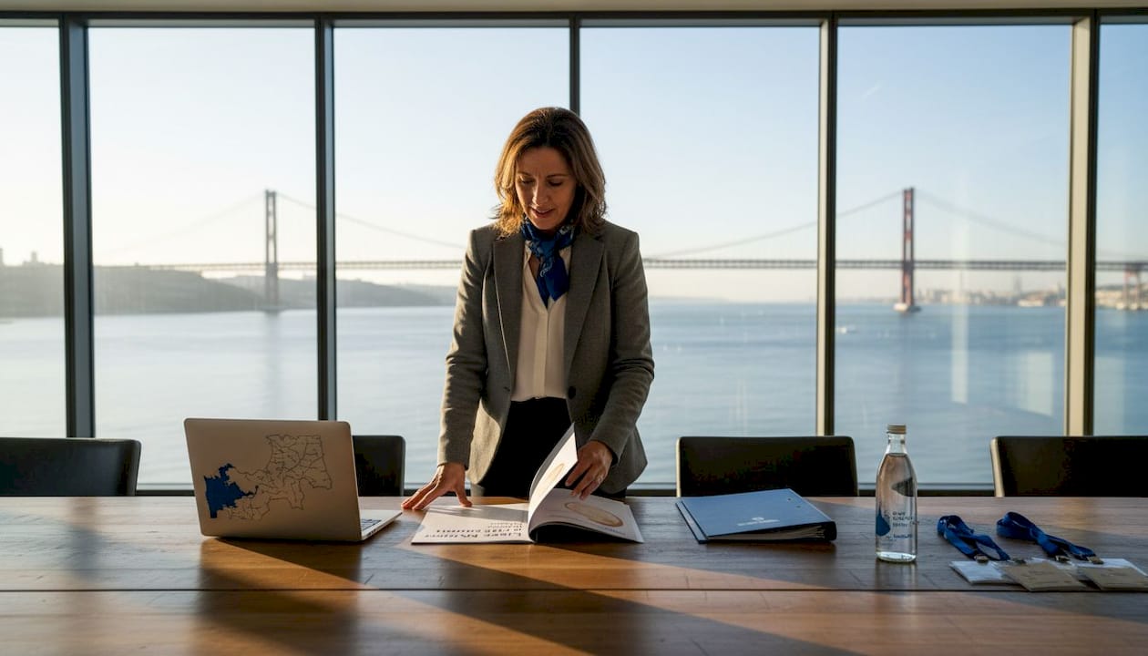 Event planner reviewing Lisbon regatta itinerary