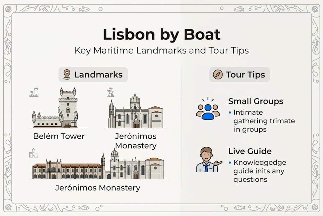 Infographic with Lisbon landmarks and tour tips