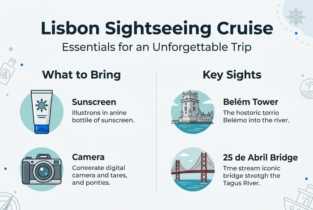 Infographic outlining Lisbon cruise essentials and highlights