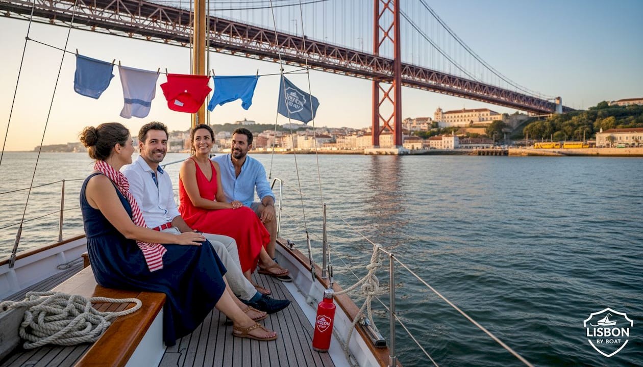 Sailboat group enjoying Lisbon river views