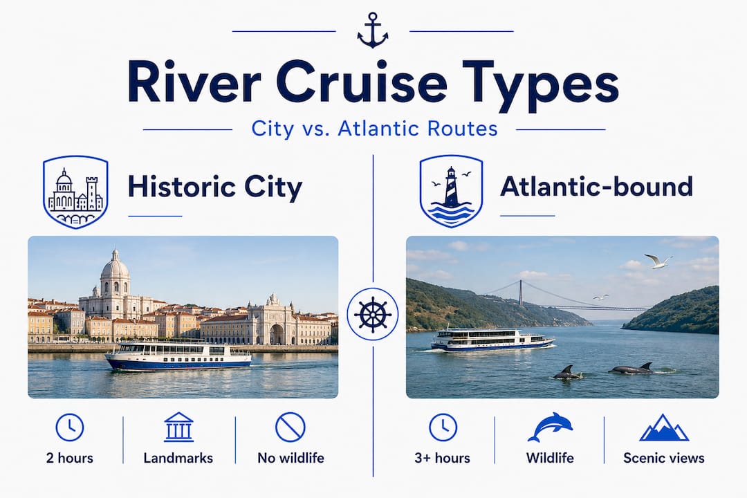 Infographic comparing Lisbon cruise route types