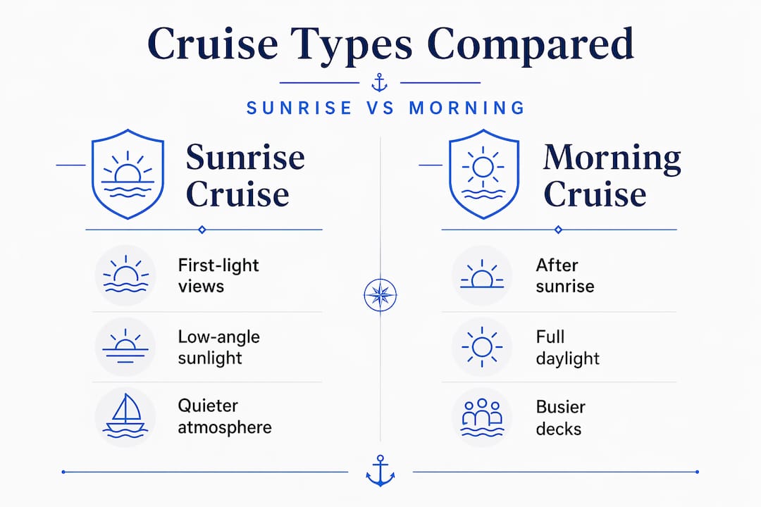 Infographic comparing sunrise and morning cruise features