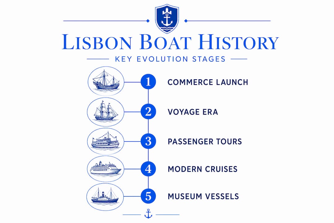 Infographic timeline evolution of Lisbon boat excursions