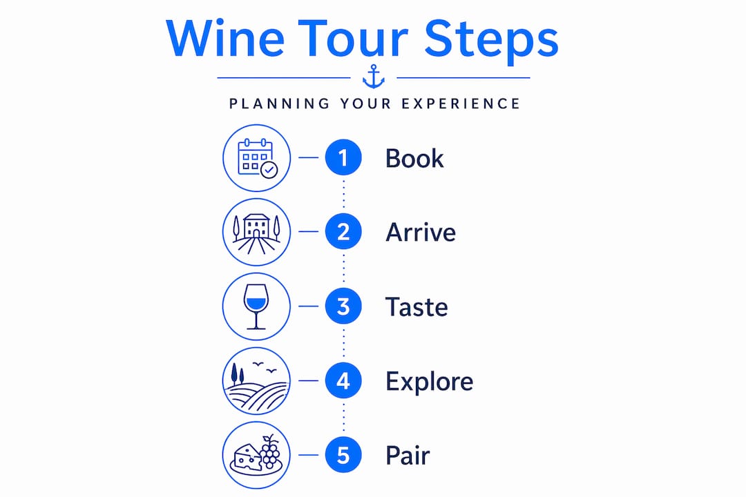 Step-by-step infographic for wine tour