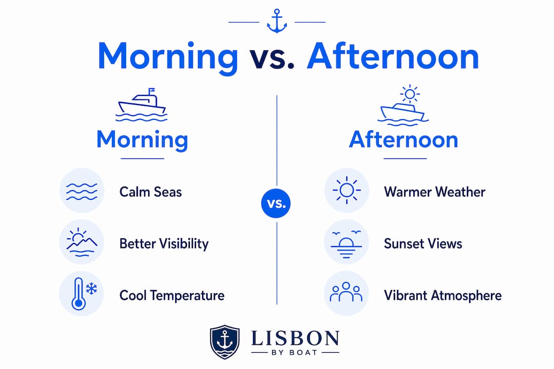 Infographic comparing morning and afternoon half-day cruises