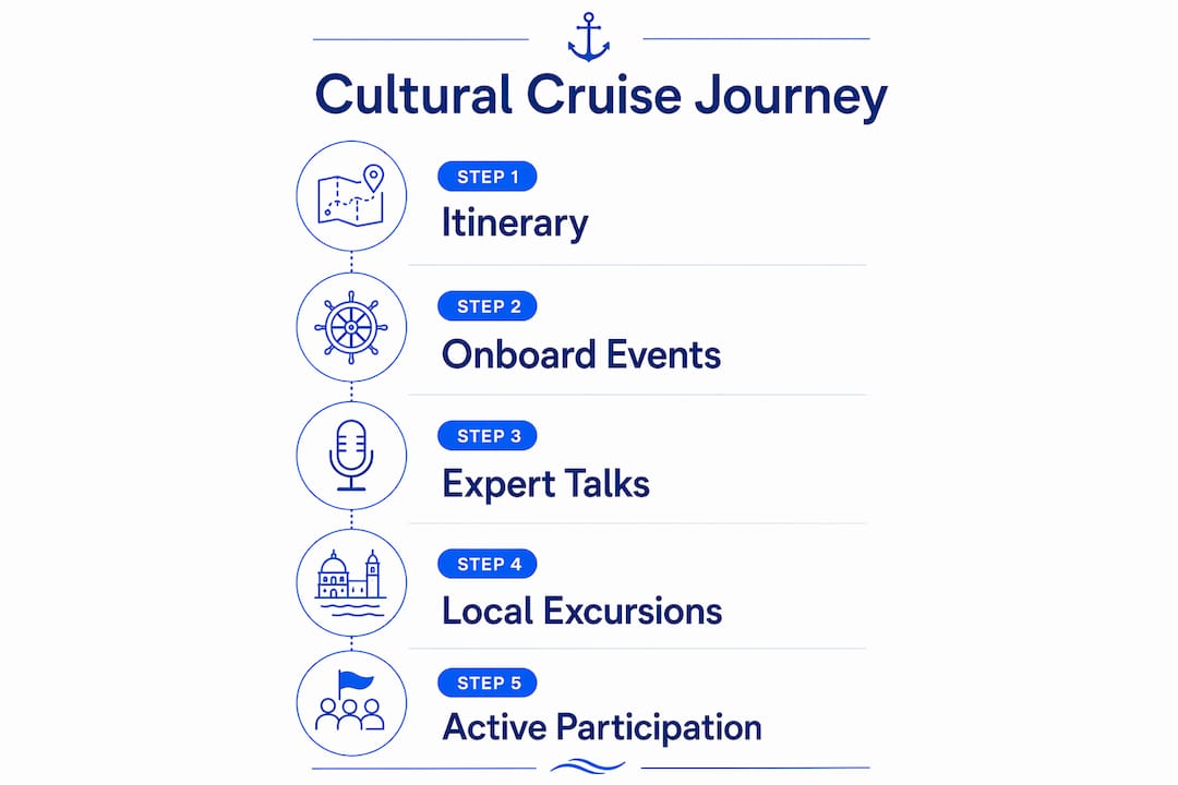 Infographic outlining steps for cultural immersion on cruises