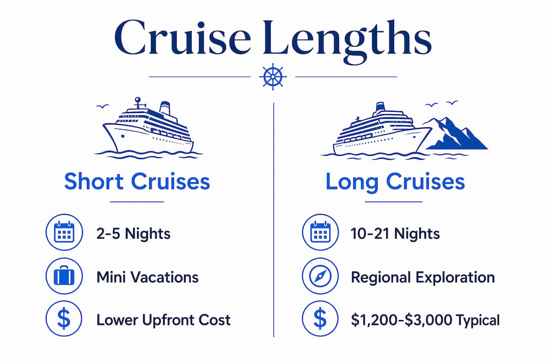 Infographic comparing short and long cruise durations