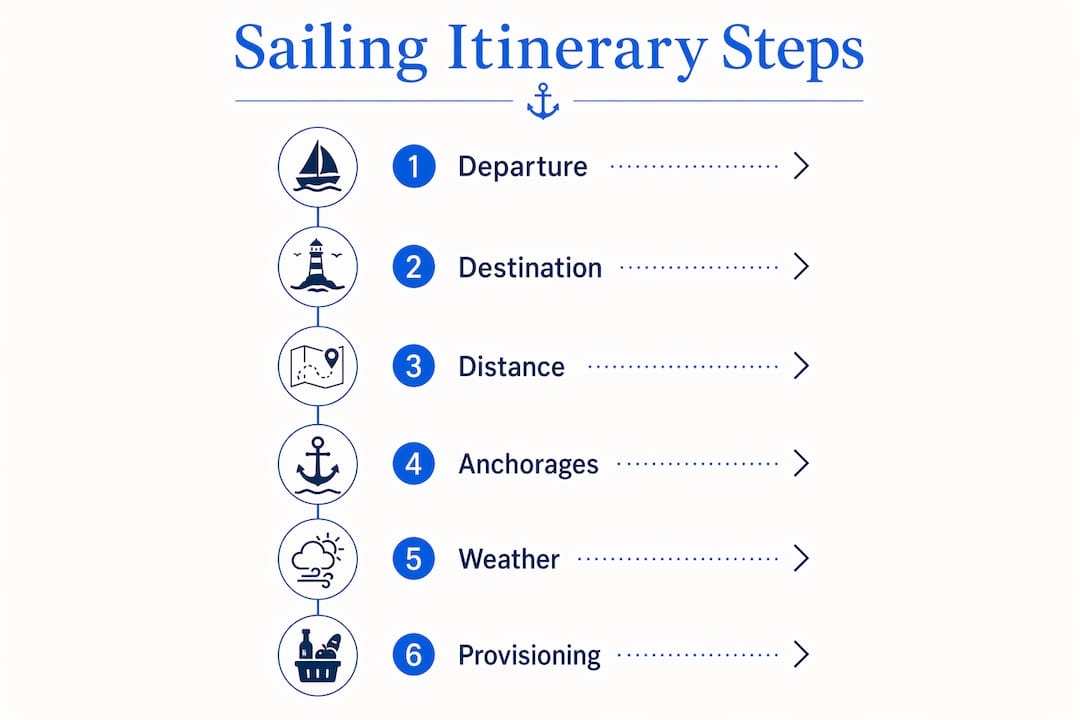 Infographic showing sailing itinerary planning steps
