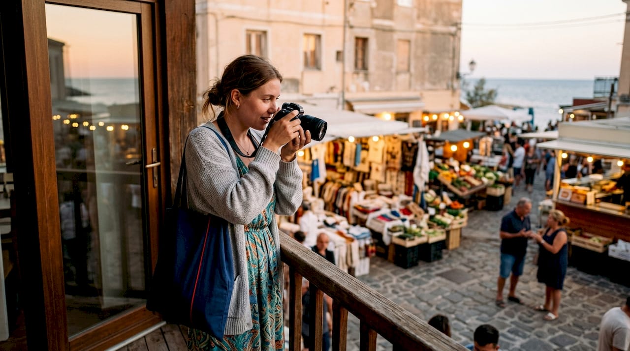 Traveler taking photo of coastal tour scenery