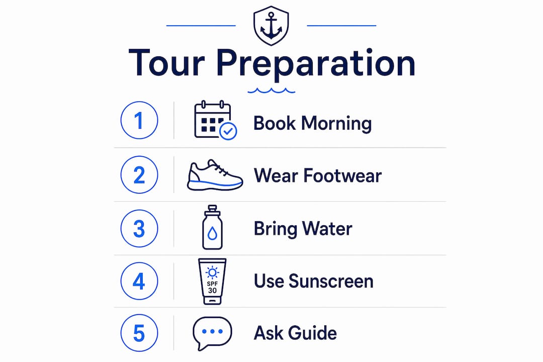 Infographic showing steps to prepare for Lisbon walking tour