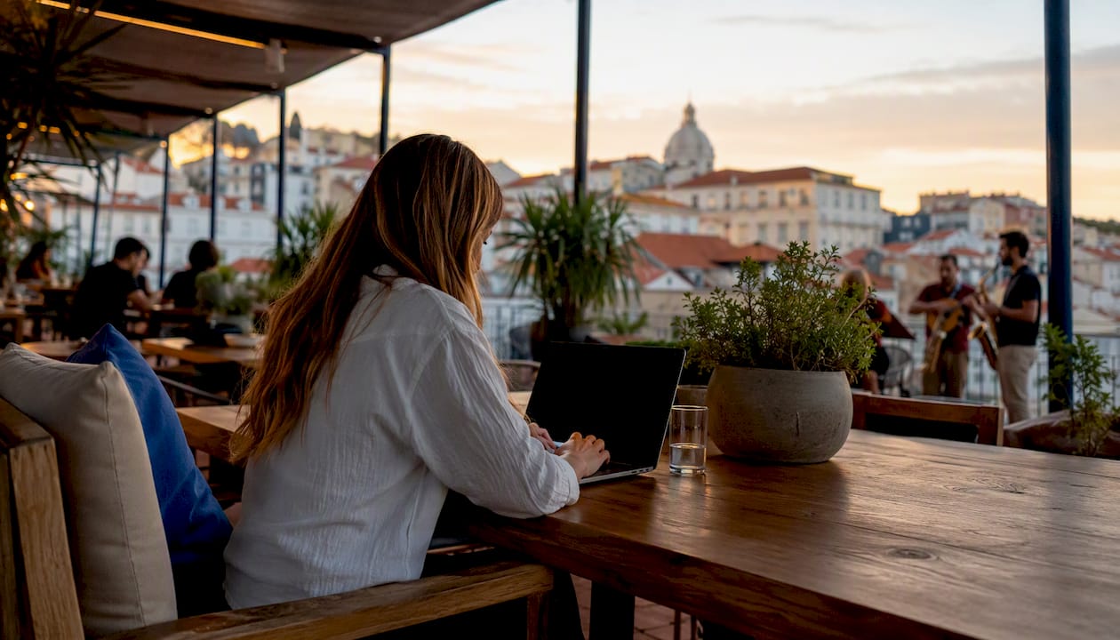 Modern coworking office interior in Lisbon