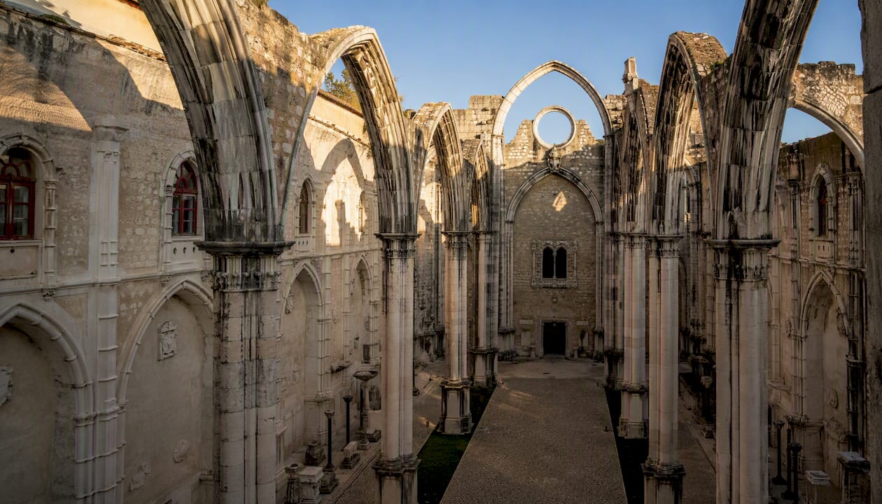 Open-air Gothic nave at Carmo Convent