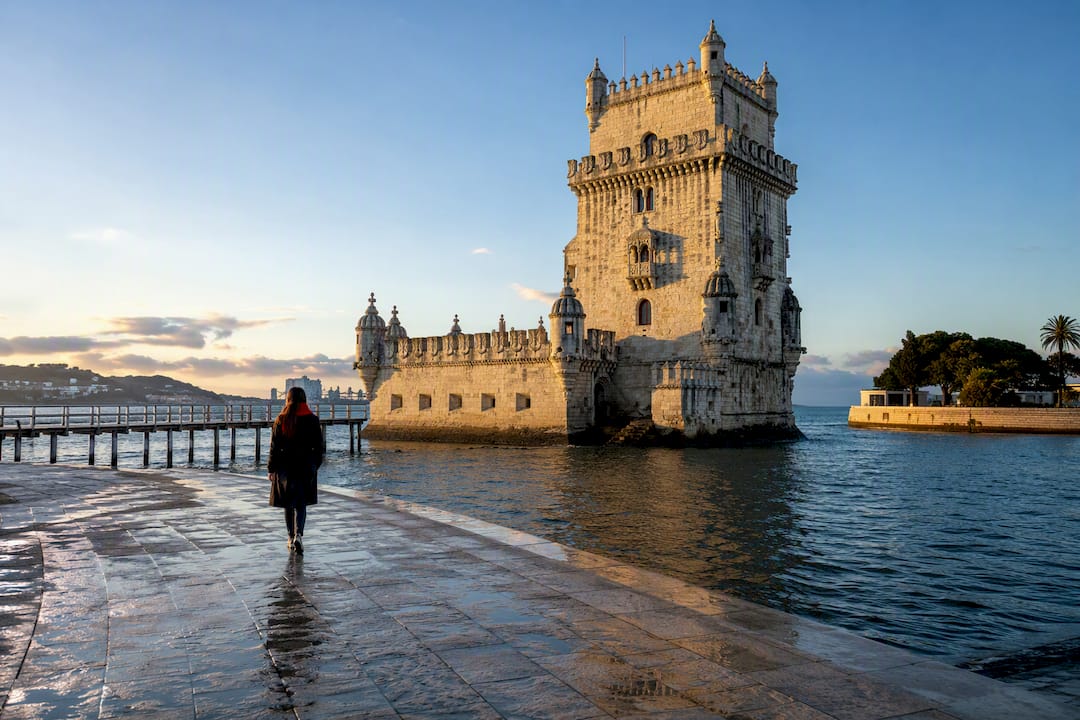 Torre de Belém beside the Tagus at dawn