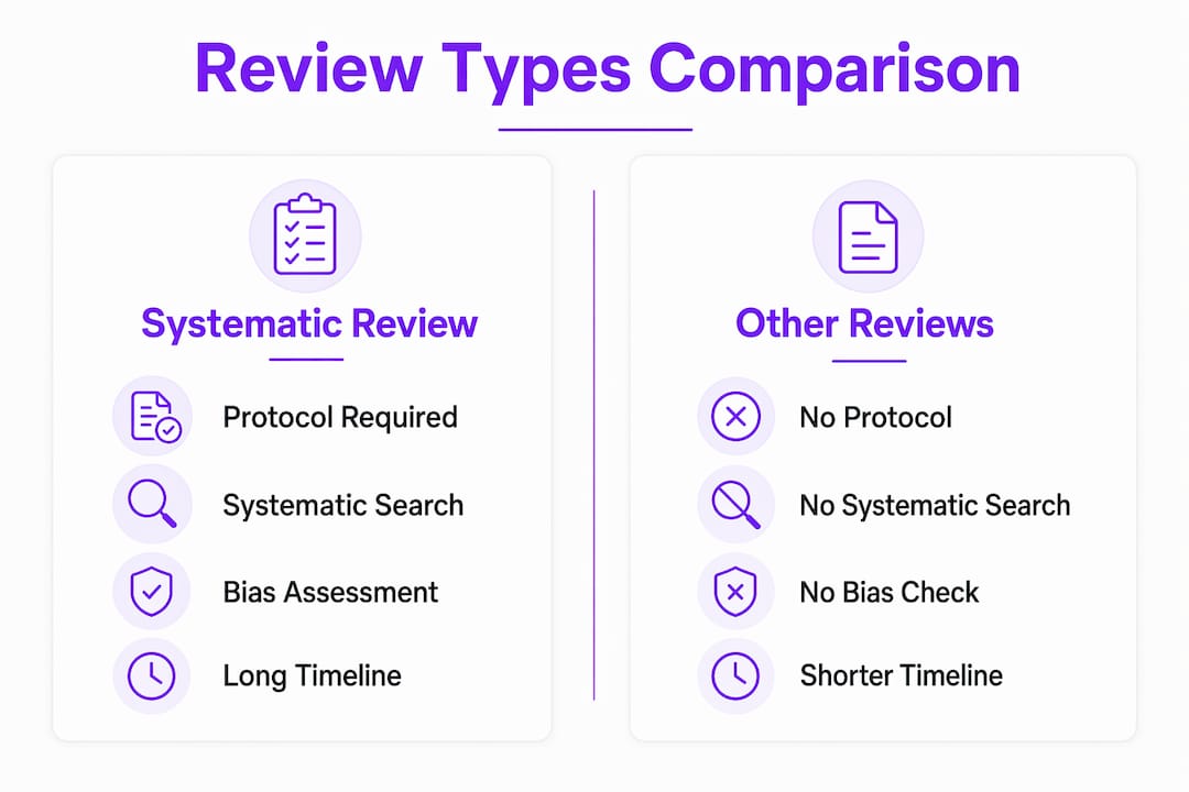Infographic comparing systematic and other review types