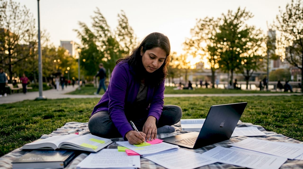 PhD researcher tagging and organizing papers