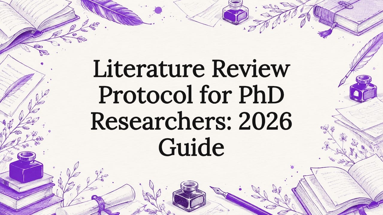 Decorative scholarly illustration framing title