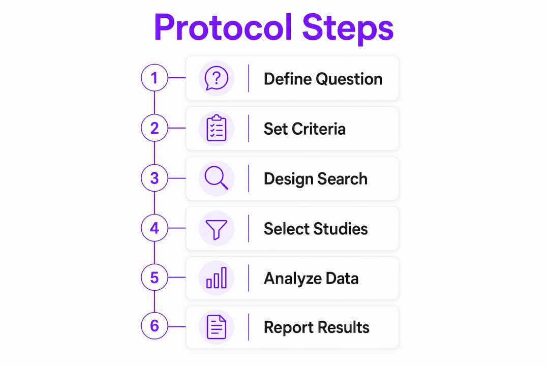 Infographic illustrating literature review protocol steps