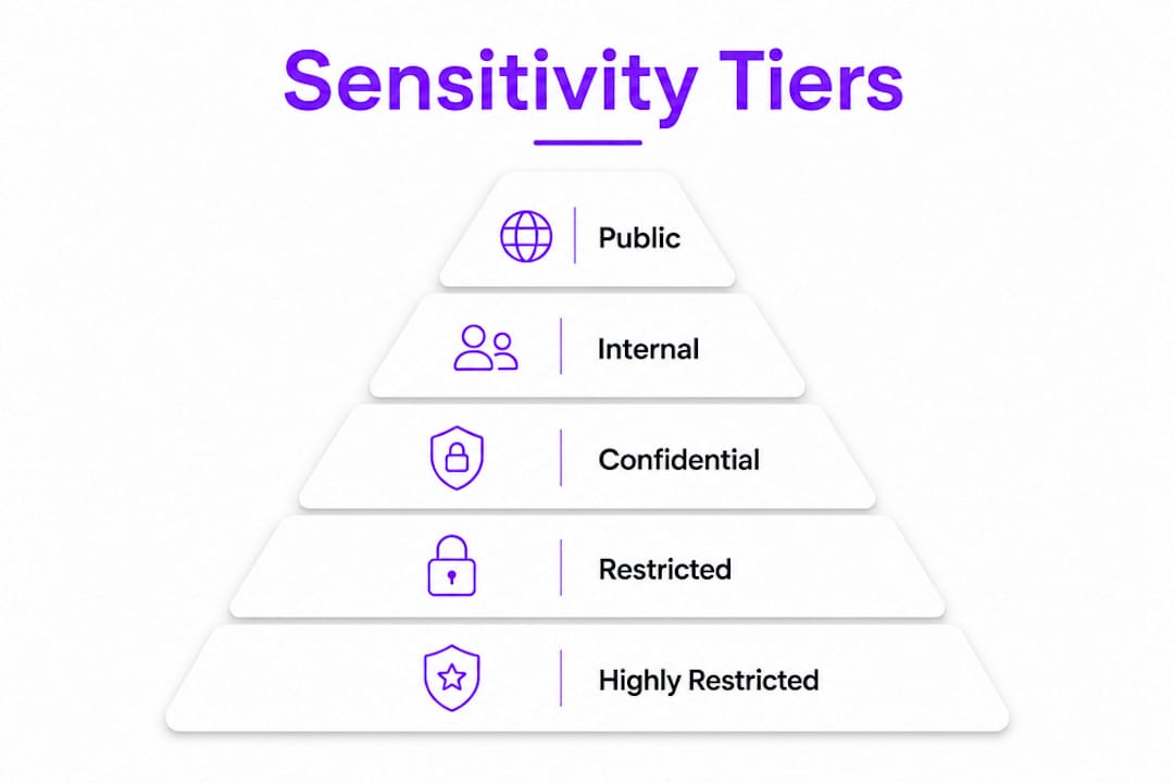 Infographic illustrating research data sensitivity tiers