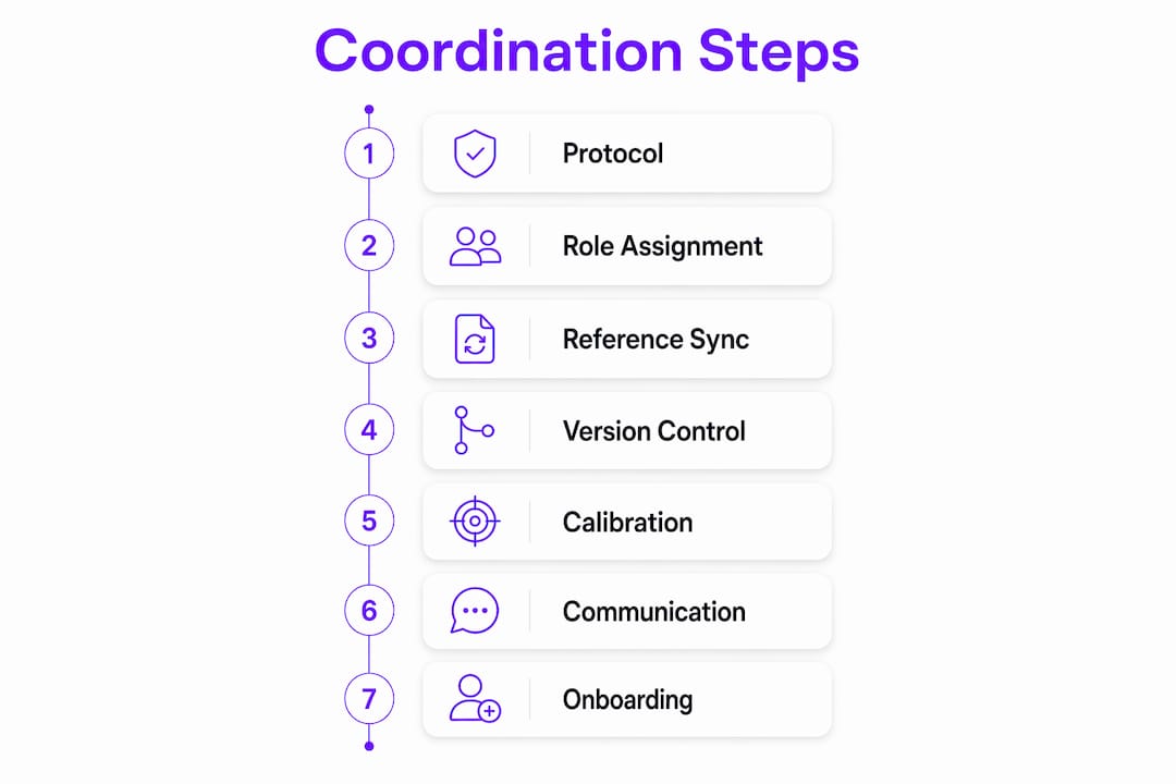 Infographic showing literature review coordination steps