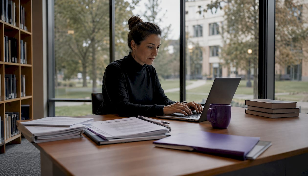 Research librarian using AI-assisted cataloging