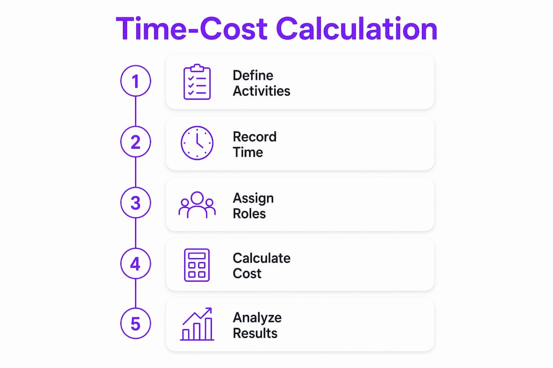 Infographic showing time-cost calculation steps