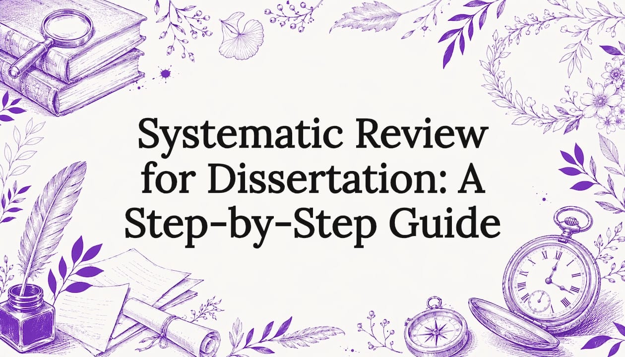 Decorative illustrated title card for systematic review article