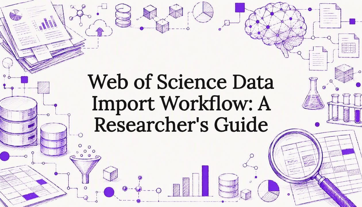 Decorative scientific data import title card illustration