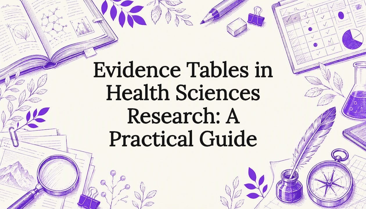 Decorative research title card illustration