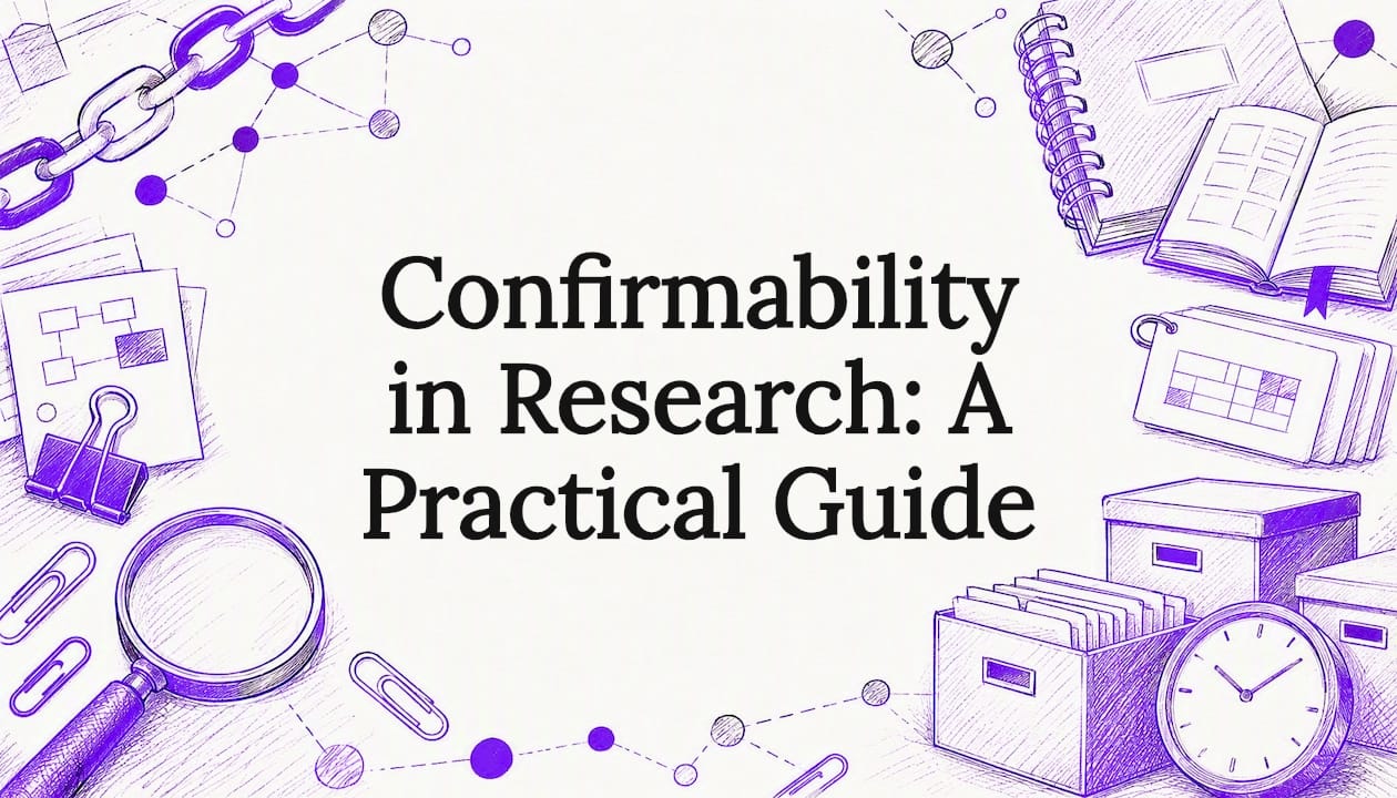 Decorative title card illustration for confirmability in research
