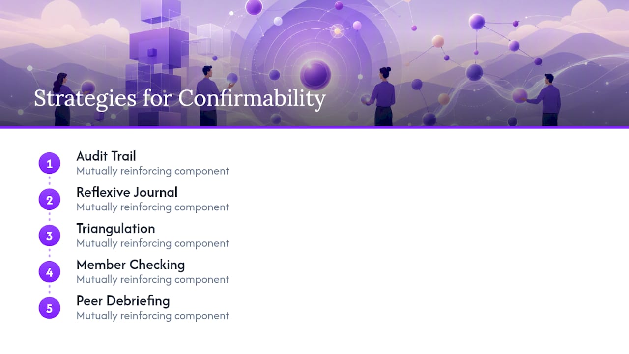 Diagram of five confirmability strategies interconnected