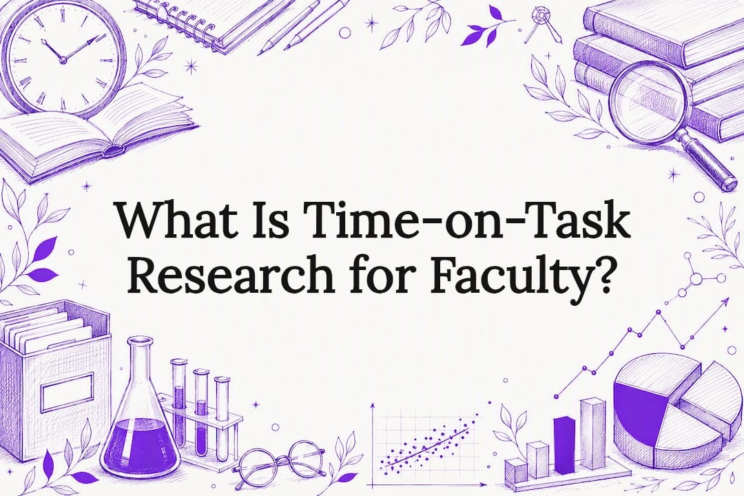 Decorative title card illustration for time-on-task research