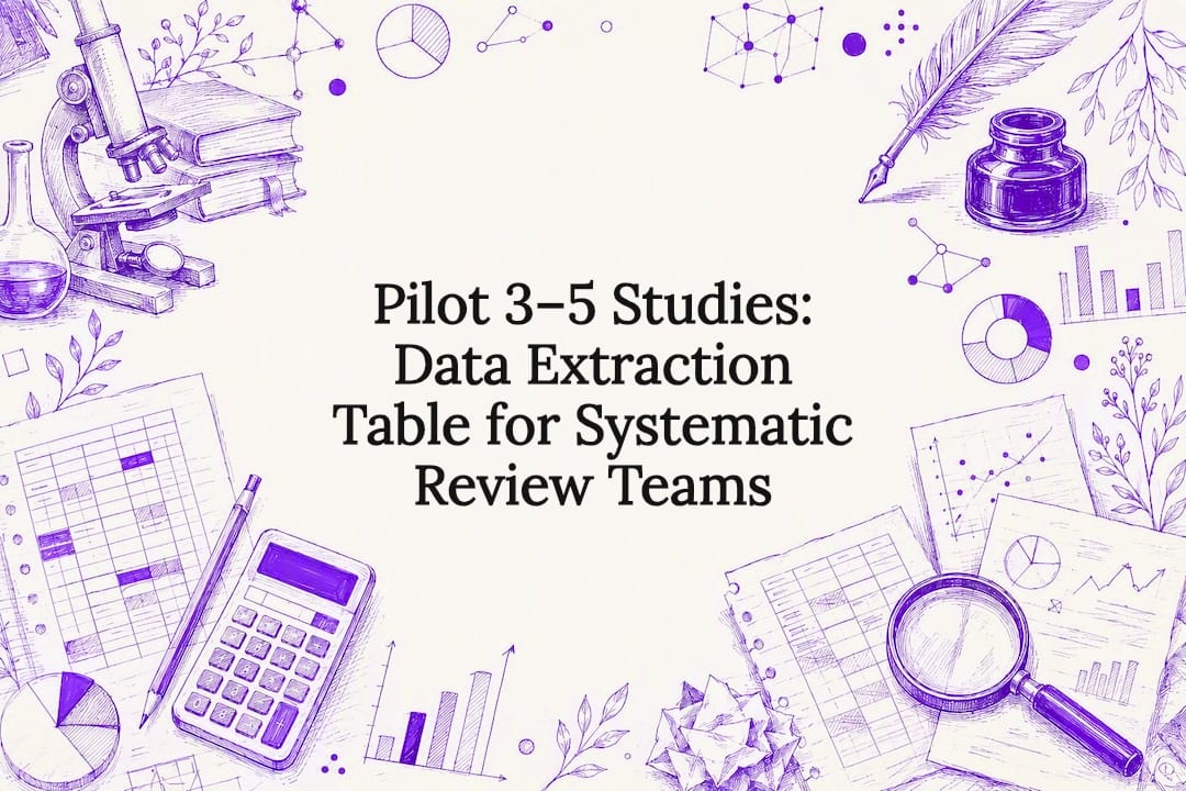 Decorative title card illustration for data extraction in systematic reviews