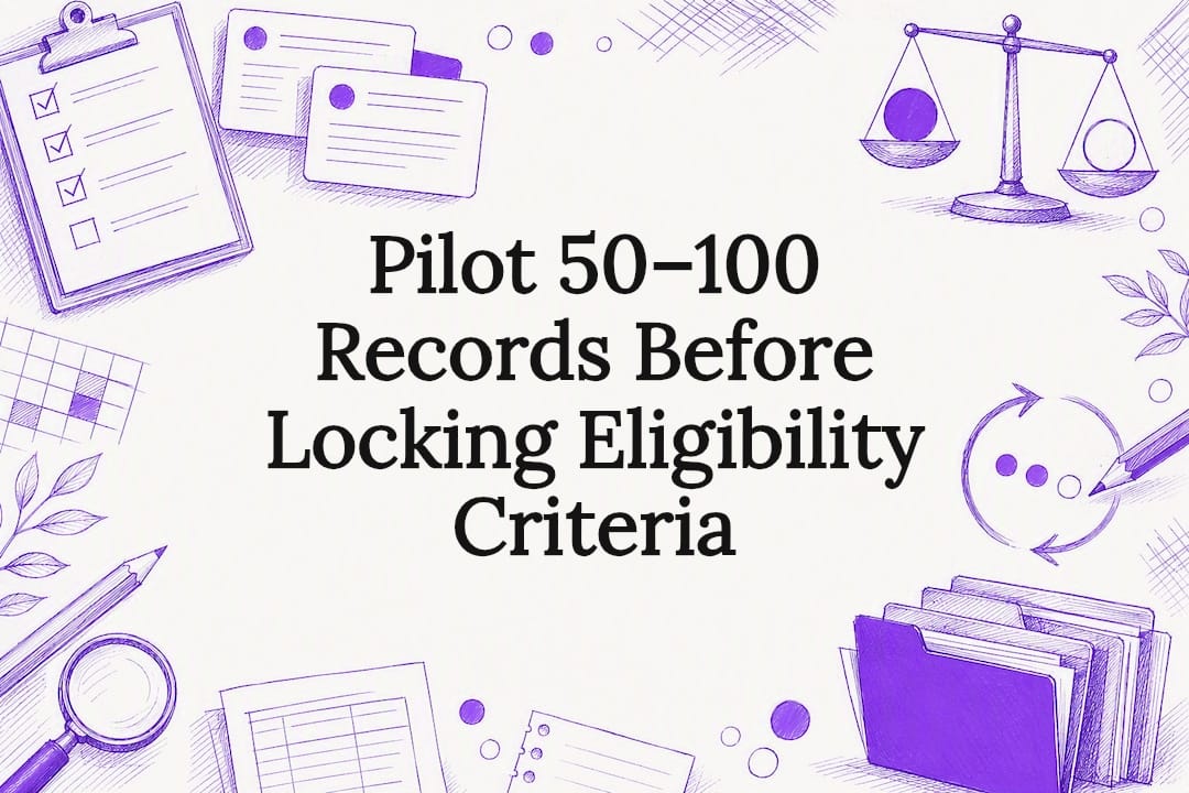 Eligibility criteria pilot screening title card