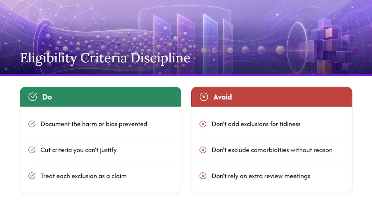 Where the Real Discipline in Eligibility Criteria Comes From — overview diagram