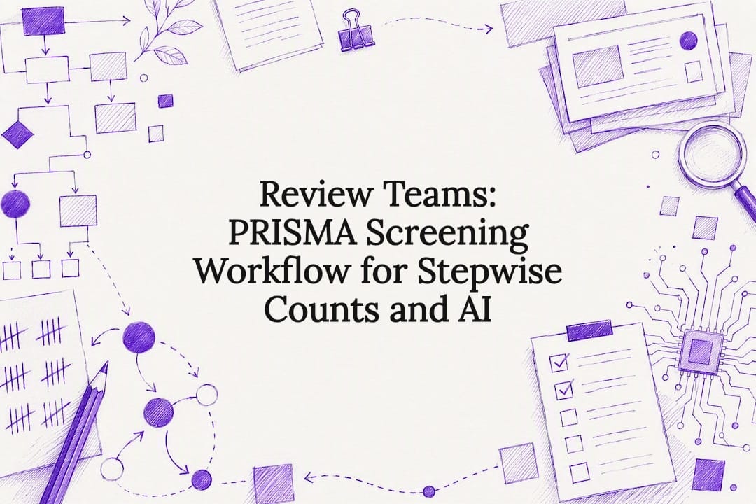 Decorative PRISMA screening workflow title card