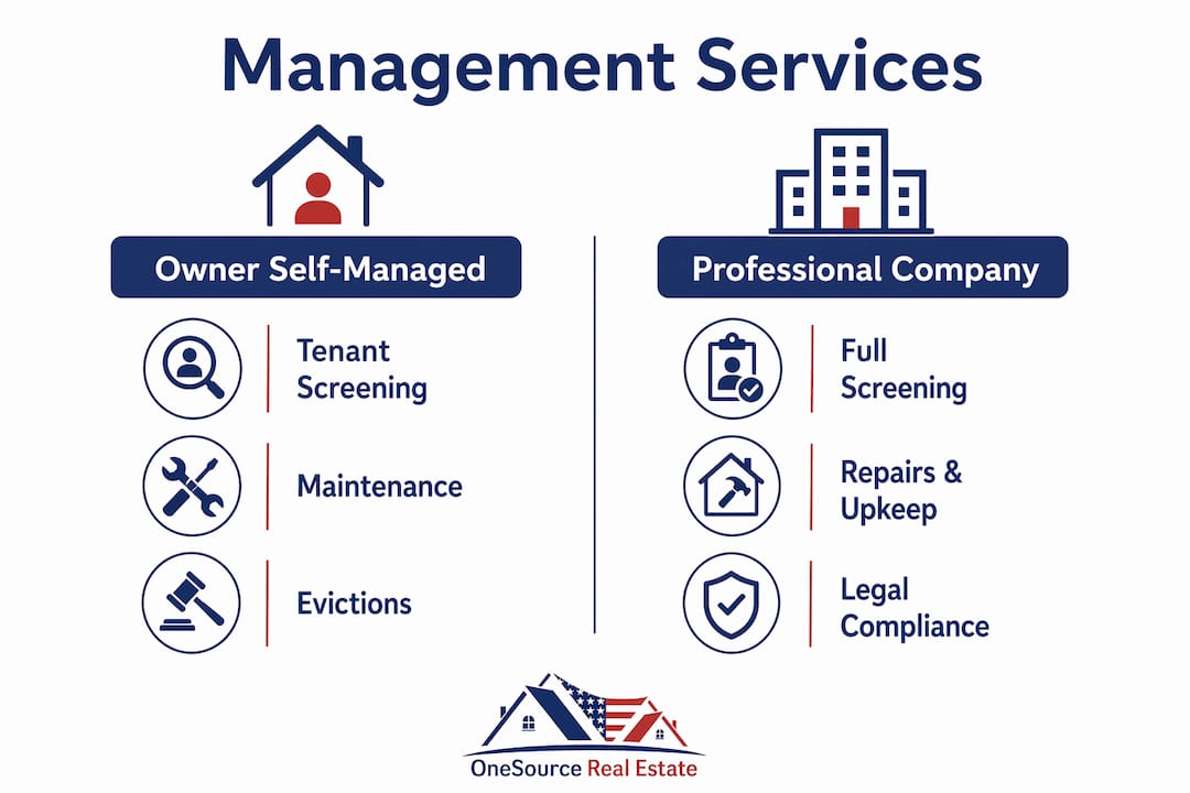 Infographic comparing owner self-management vs professional property management services